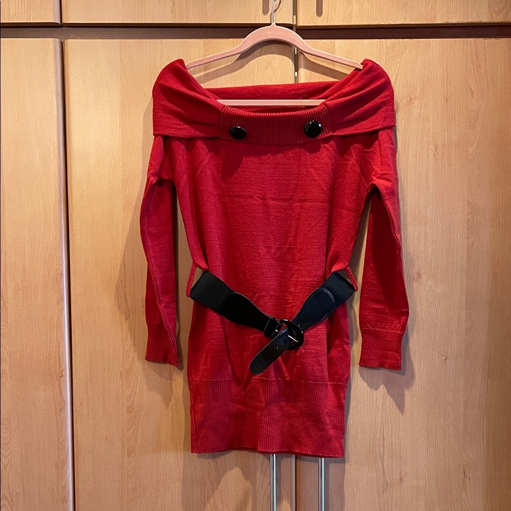 Red Off-the-Shoulder Sweater